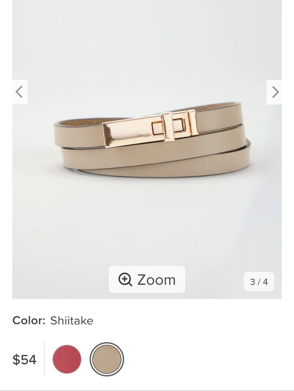 J. Jill Neutral Shitake Adjustable Belt with Gold Buckle, M/L, NWT